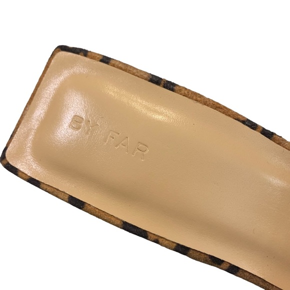 By FAR Lily Mule Leopard Animal Print Suede Square Toe Low Heel Slides Brown 8 - Picture 6 of 12